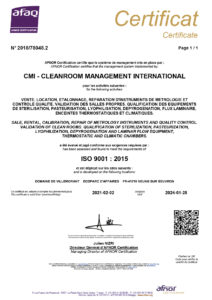 Certificat AFAQ ISO 9001 CMI