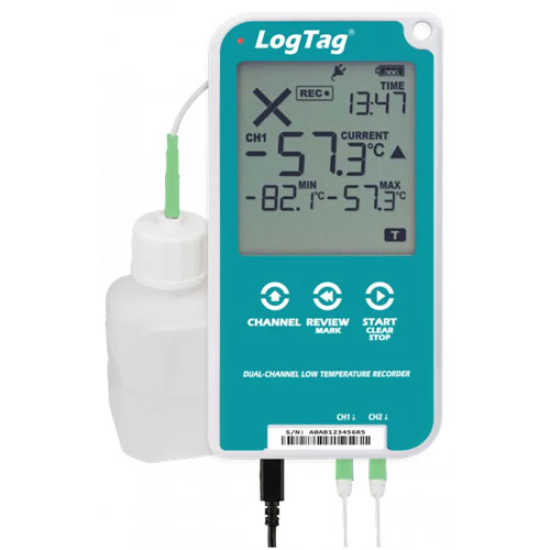 LogTag UTREL30-16 enregistreur de température avec deux sondes externes pour la contrôle de la température en environnement ultra froid.